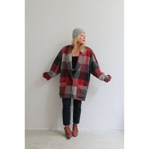1980's French Country Express Plaid & Wool Overcoat // Women's Large to XL 14 16